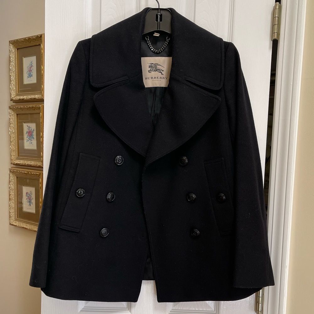 Burberry Wool Pea Coat in Black